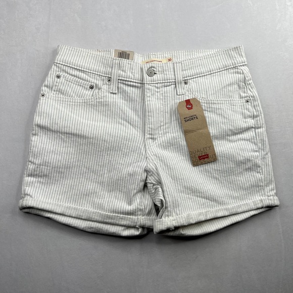 Levi's Pants - Levi's Women's White Striped Mid-Length Shorts Size 10